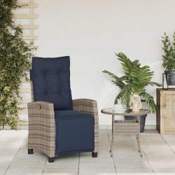 Chaise inclinable de jardin et repose-pied gris résine tressée 556671556671