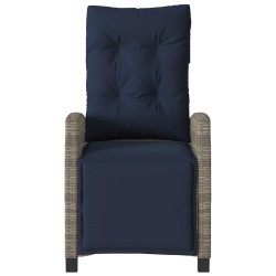 Chaise inclinable de jardin et repose-pied gris résine tressée 556671556671