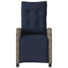Chaise inclinable de jardin et repose-pied gris résine tressée 556671556671