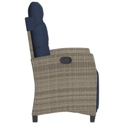 Chaise inclinable de jardin et repose-pied gris résine tressée 556671556671