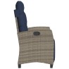 Chaise inclinable de jardin et repose-pied gris résine tressée 556671556671
