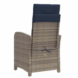 Chaise inclinable de jardin et repose-pied gris résine tressée 556671556671