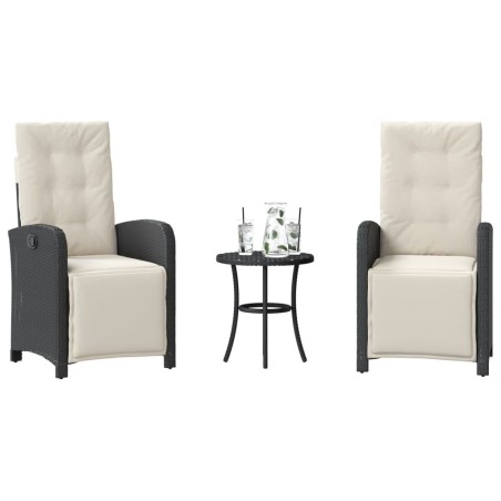 Ensemble de bistro 3 pcs avec coussins noir résine tressée 556672556672