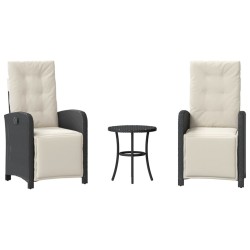 Ensemble de bistro 3 pcs avec coussins noir résine tressée 556672556672