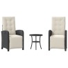 Ensemble de bistro 3 pcs avec coussins noir résine tressée 556672556672