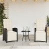 Ensemble de bistro 3 pcs avec coussins noir résine tressée 556672556672