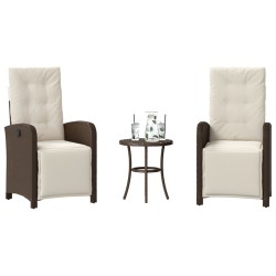 Ensemble de bistro 3 pcs avec coussins marron résine tressée 556674556674
