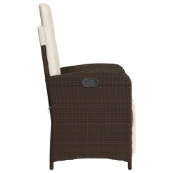 Ensemble de bistro 3 pcs avec coussins marron résine tressée 556674556674