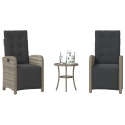 Ensemble de bistro 3 pcs avec coussins gris résine tressée 556676556676
