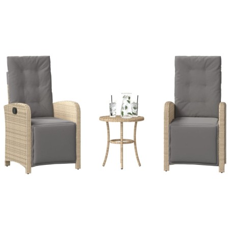 Ensemble de bistro 3 pcs coussins mélange beige résine tressée 556677556677