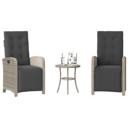 Ensemble de bistro 3 pcs et coussins gris clair résine tressée 556678556678