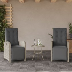 Ensemble de bistro 3 pcs et coussins gris clair résine tressée 556678556678