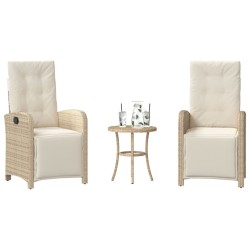 Ensemble de bistro 3 pcs avec coussins beige résine tressée 556679556679