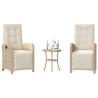 Ensemble de bistro 3 pcs avec coussins beige résine tressée 556679556679
