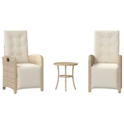 Ensemble de bistro 3 pcs avec coussins beige résine tressée 556679556679
