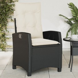 Chaise inclinable de jardin avec coussins noir résine tressée 556680556680