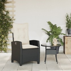 Chaise inclinable de jardin avec coussins noir résine tressée 556680556680