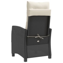 Chaise inclinable de jardin avec coussins noir résine tressée 556680556680