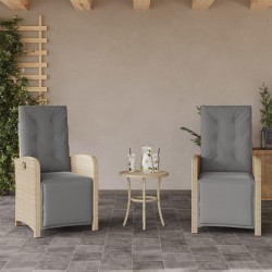 Chaises inclinables de jardin lot de 2 avec repose-pied rotin 556681556681