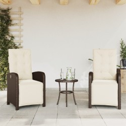 Chaises inclinables de jardin lot de 2 avec repose-pied rotin 556682556682