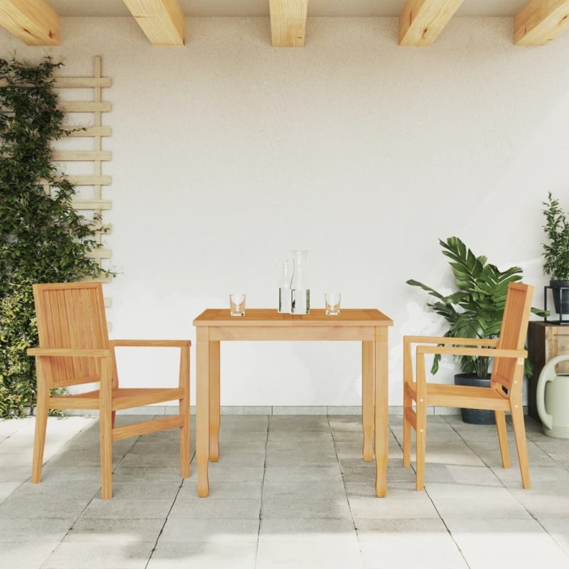 Chaises de jardin empilables lot de 2 56,5x57,5x91 cm bois teck 556708556708