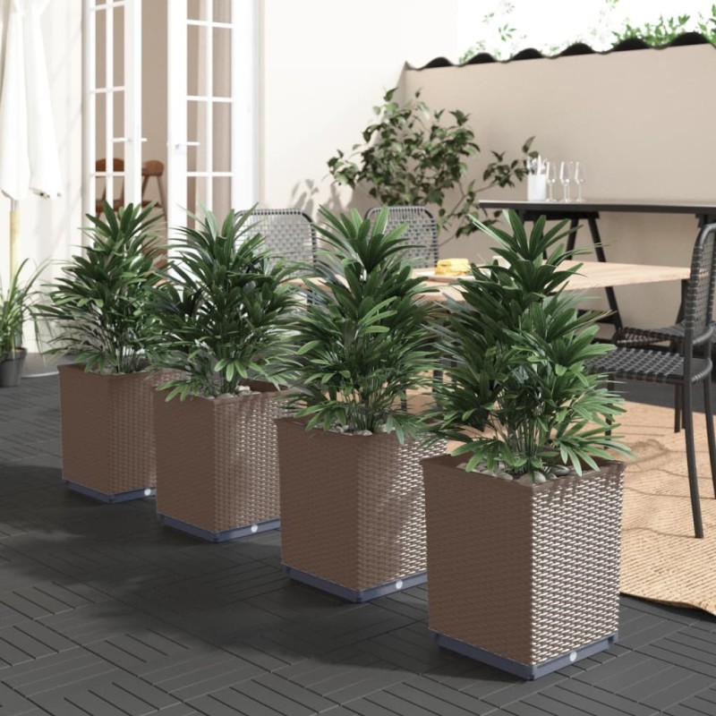 Jardinières 4 pcs marron 30x30x37 cm polypropylène 556711556711