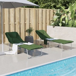 Chaise longue pliable vert foncé tissu 556712556712