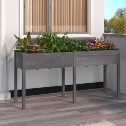 Jardinière avec doublure gris 161x45x76 cm bois massif de sapin 556715556715