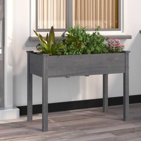 Jardinière avec doublure gris 118x59x76 cm bois massif de sapin 556720556720