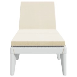 Chaise longue avec coussin blanc 186x60x29 cm PP 556724556724