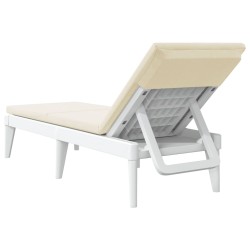 Chaise longue avec coussin blanc 186x60x29 cm PP 556724556724