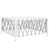 Table de jardin blanc 70x70x34 cm tissu tissé 556730556730