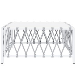 Table de jardin blanc 70x70x34 cm tissu tissé 556730556730