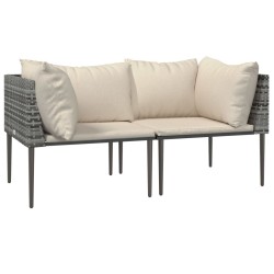 Salon de jardin 3 pcs avec coussins Gris Résine tressée 556734556734
