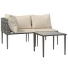 Salon de jardin 3 pcs avec coussins Gris Résine tressée 556735556735