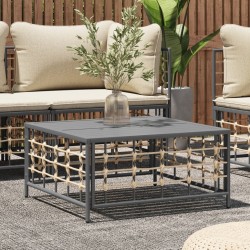 Table de jardin anthracite 70x70x34 cm résine tressée 556736556736