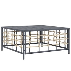 Table de jardin anthracite 70x70x34 cm résine tressée 556736556736