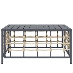 Table de jardin anthracite 70x70x34 cm résine tressée 556736556736