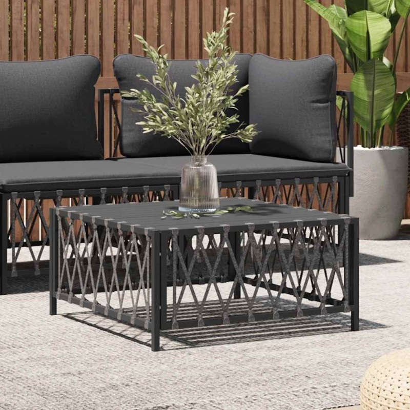 Table de jardin anthracite 70x70x34 cm tissu tissé 556737556737