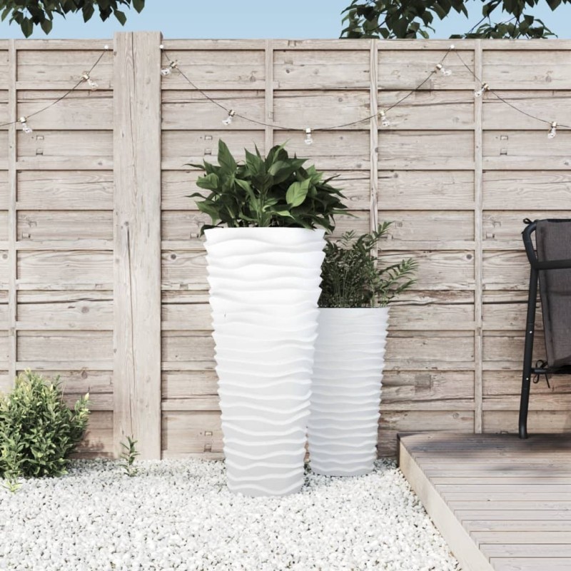 Jardinière et intérieur amovible blanc 18/45L PP aspect rainuré 556740556740