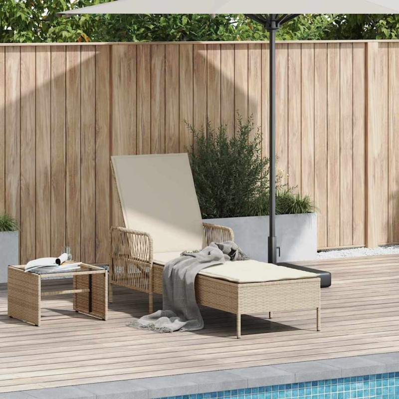 Transat Beige et blanc crème 200 x 55 x 92 cm polyrotin 556745556745