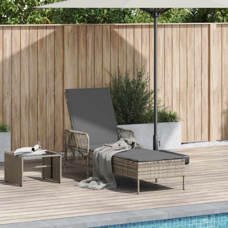Transat Gris clair et gris foncé 200 x 55 x 92 cm polyrotin 556746556746