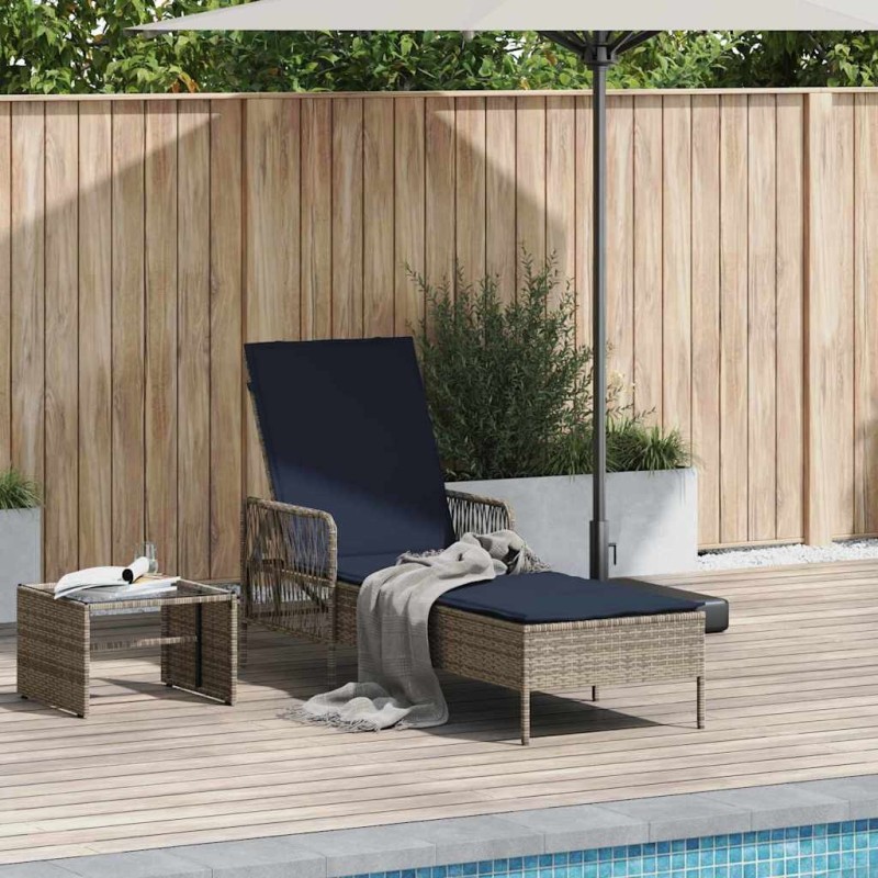 Transat Gris et bleu marine 200 x 55 x 92 cm polyrotin 556747556747