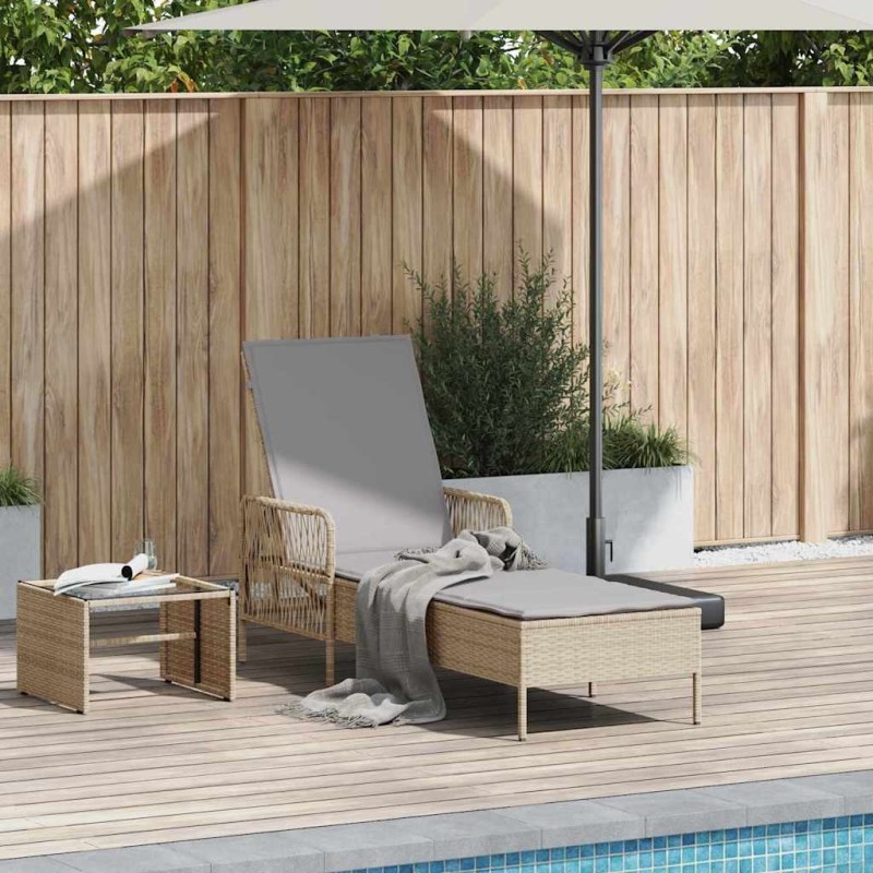 Transat Beige et Gris clair 200 x 55 x 92 cm polyrotin 556748556748