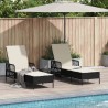 Transat 3 pcs Noir et blanc crème 55 x 200 x 92 cm polyrotin 556749556749