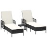 Transat 3 pcs Noir et blanc crème 55 x 200 x 92 cm polyrotin 556749556749