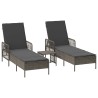Transat 3 pcs Gris et Gris foncé 55 x 200 x 92 cm polyrotin 556750556750