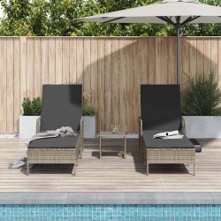 Transat 3 pcs Gris et Gris foncé 55 x 200 x 92 cm polyrotin 556750556750