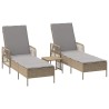 Transat 3 pcs Beige et Gris clair 200 x 55 x 92 cm polyrotin 556751556751