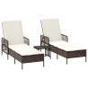 Transat 3 pcs Marron et crème blanche 200 x 55 x 92 cm 556752556752